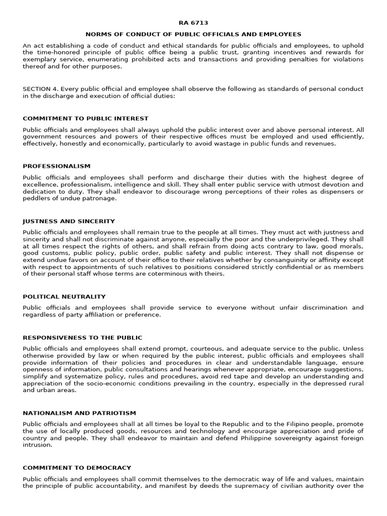 RA 6713 | PDF | Freedom Of Information Laws By Country | Transparency ...