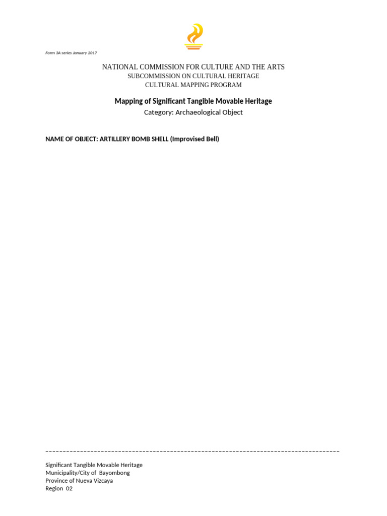Form 03A Tangible Movable - Archaeological 2017 | PDF | Shell (Projectile)