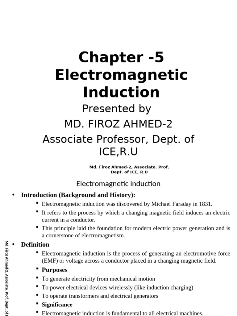 Chapter - 5 Electromagnetic Induction | PDF | Electromagnetic Induction ...