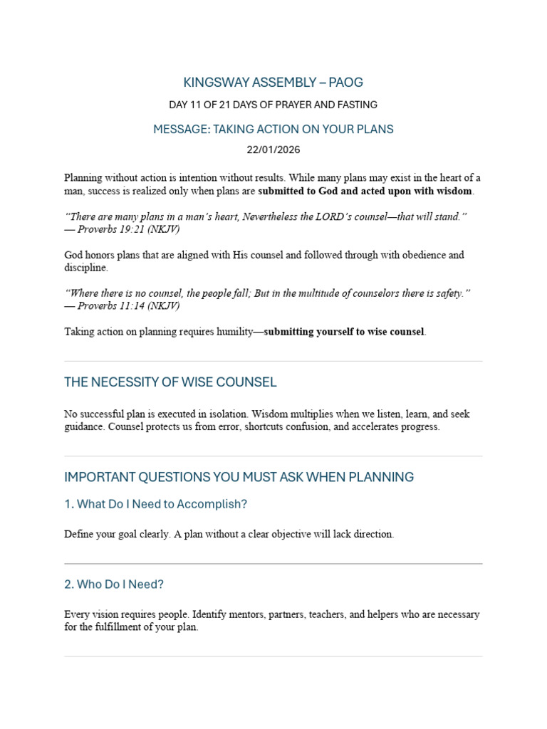 Day 11 of 21 Days of Prayer and Fasting | PDF | Prayer | Wisdom