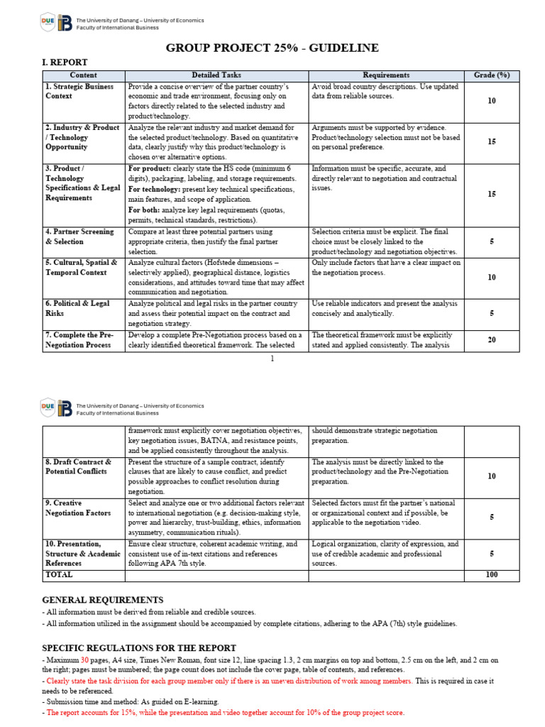 Group Project 25% - Guideline (Updated) | PDF | Negotiation ...