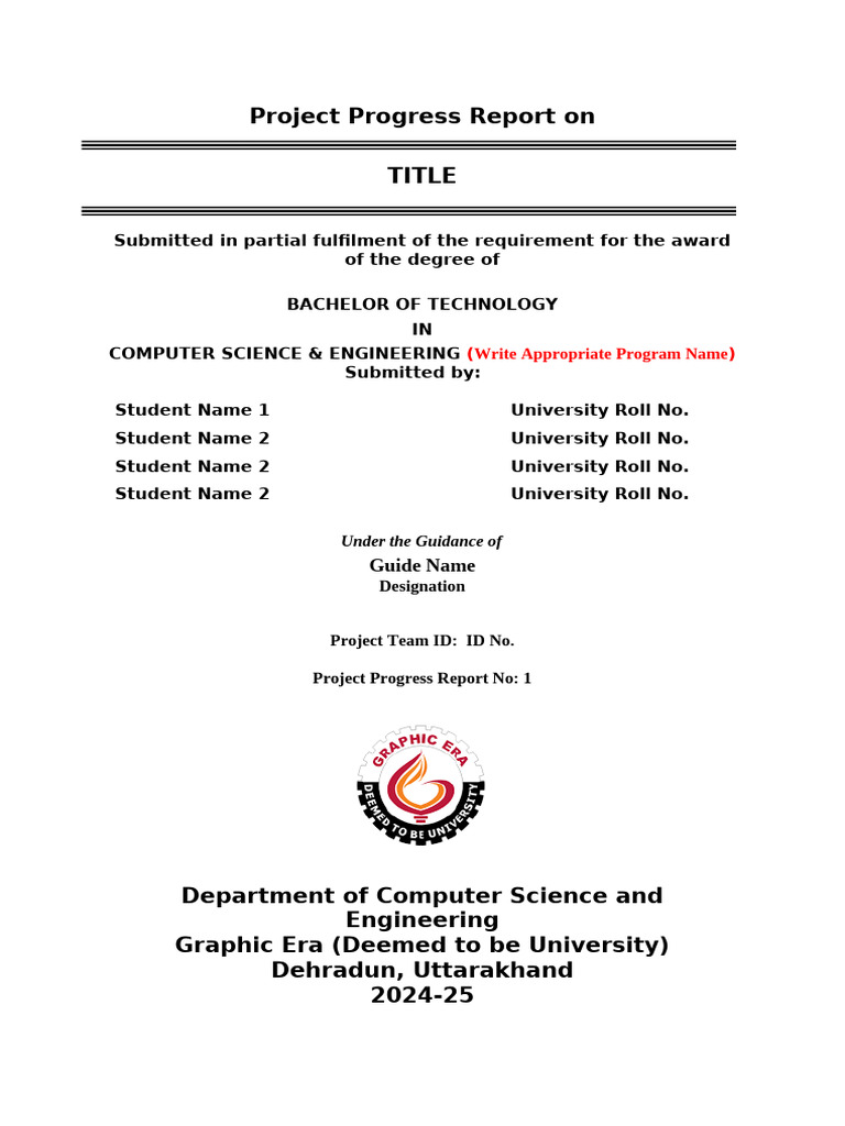 Cse Major Project Progress Report | PDF | Computer Science | Algorithms