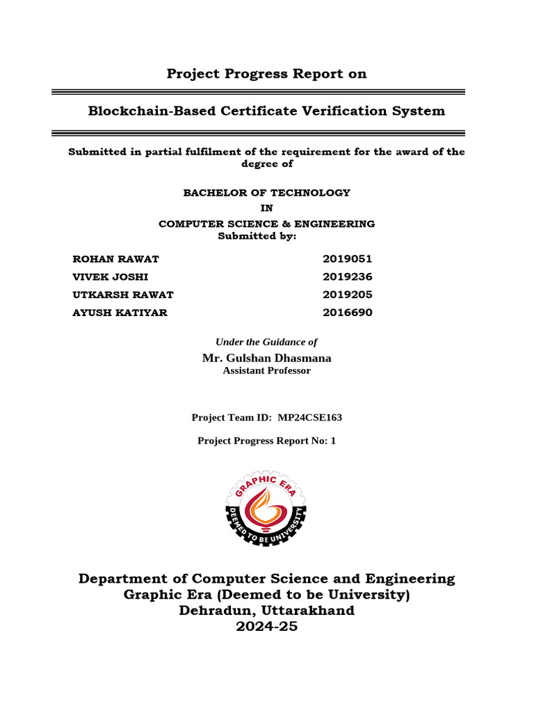 Cse Major Project Progress Report | PDF | Information Technology ...