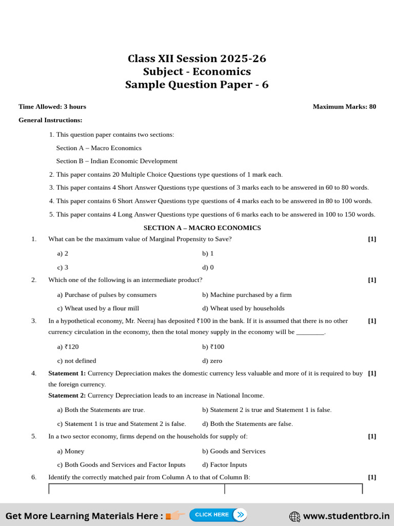 Economics 2026 Set - 6 PDF | PDF | Fiscal Multiplier | Climate Change