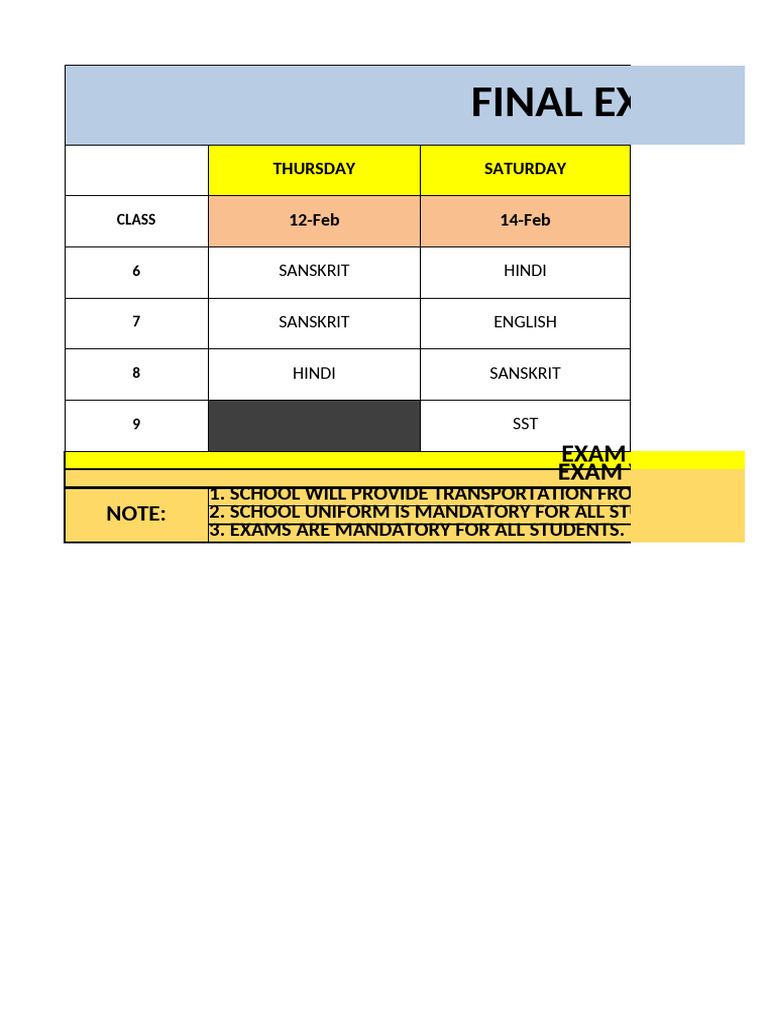 Final Exam Date Sheet 25-26. | PDF