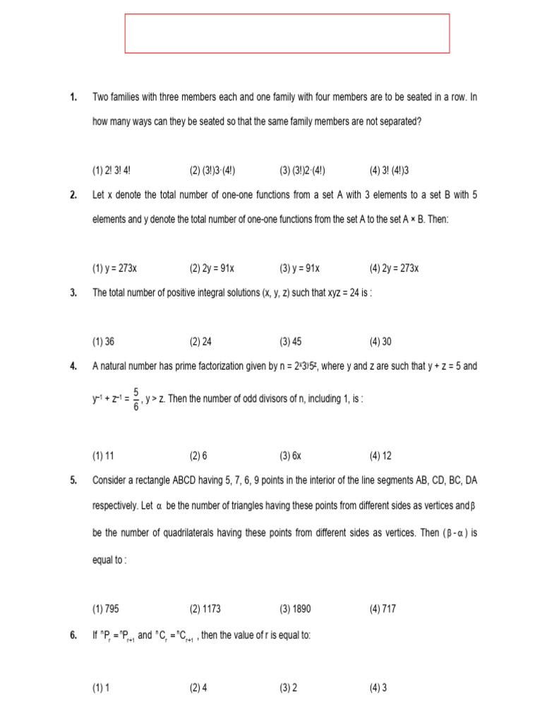 Permutation and Combination | PDF | Elementary Mathematics | Arithmetic