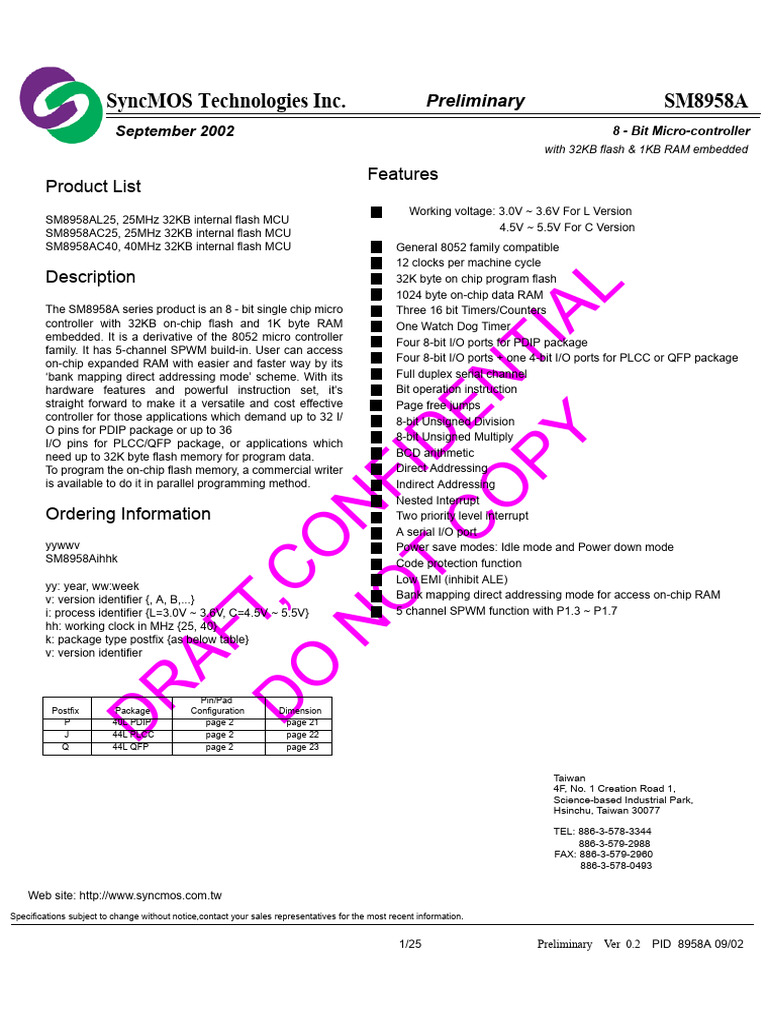 SM8958A | PDF | Microcontroller | Flash Memory