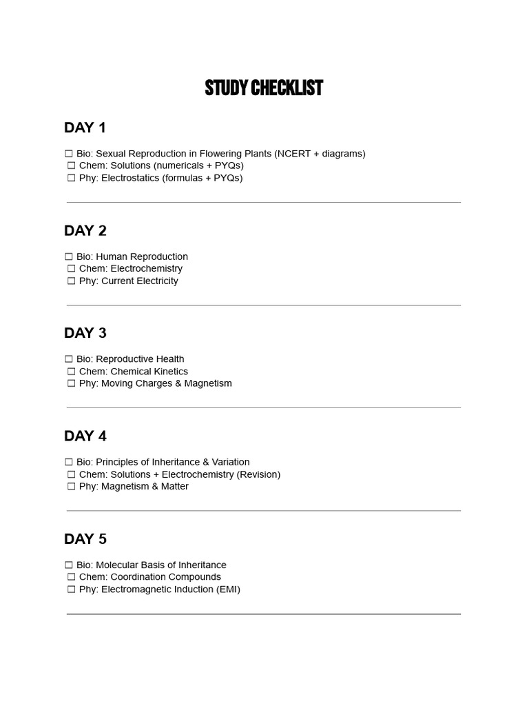Study Checklist | PDF