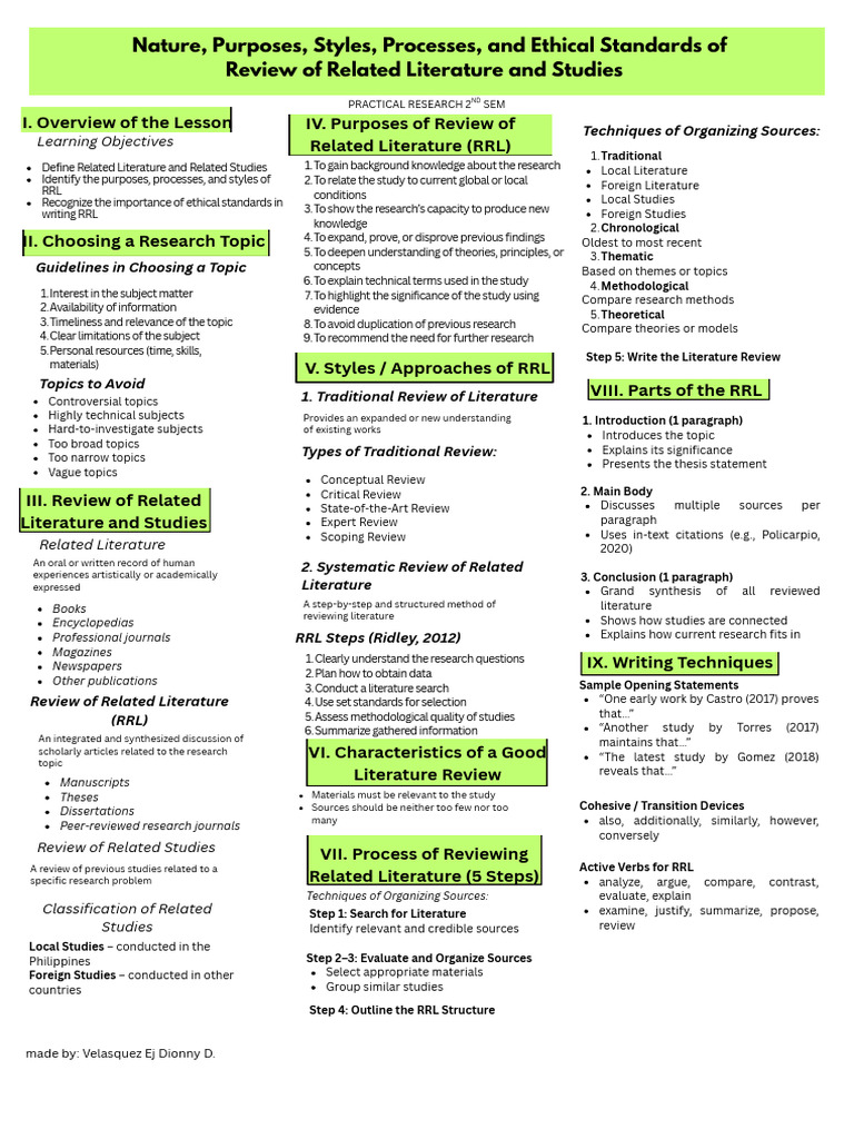 Review of Related Literature and Studies (RRL) | PDF | Systematic ...