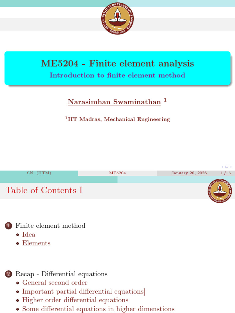 ME5204 - Finite Element Analysis - Introduction To Finite Element ...