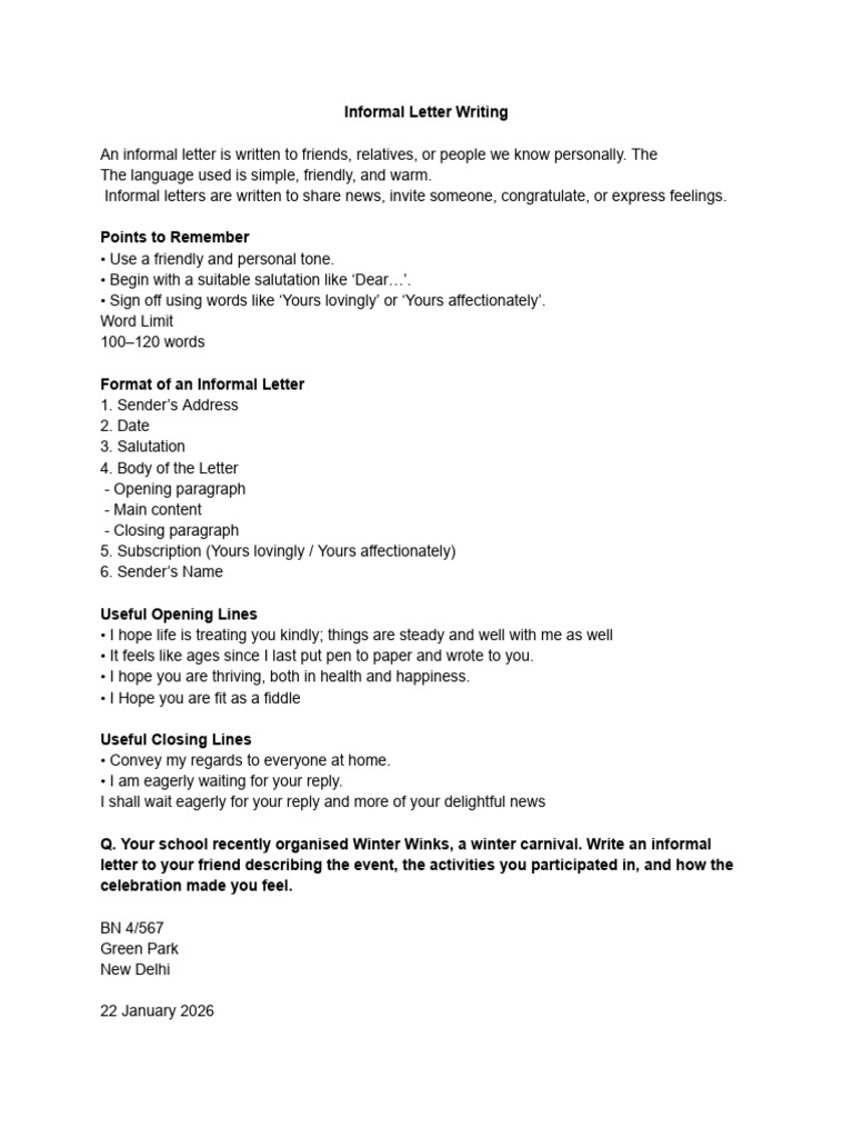 Informal Letter | PDF
