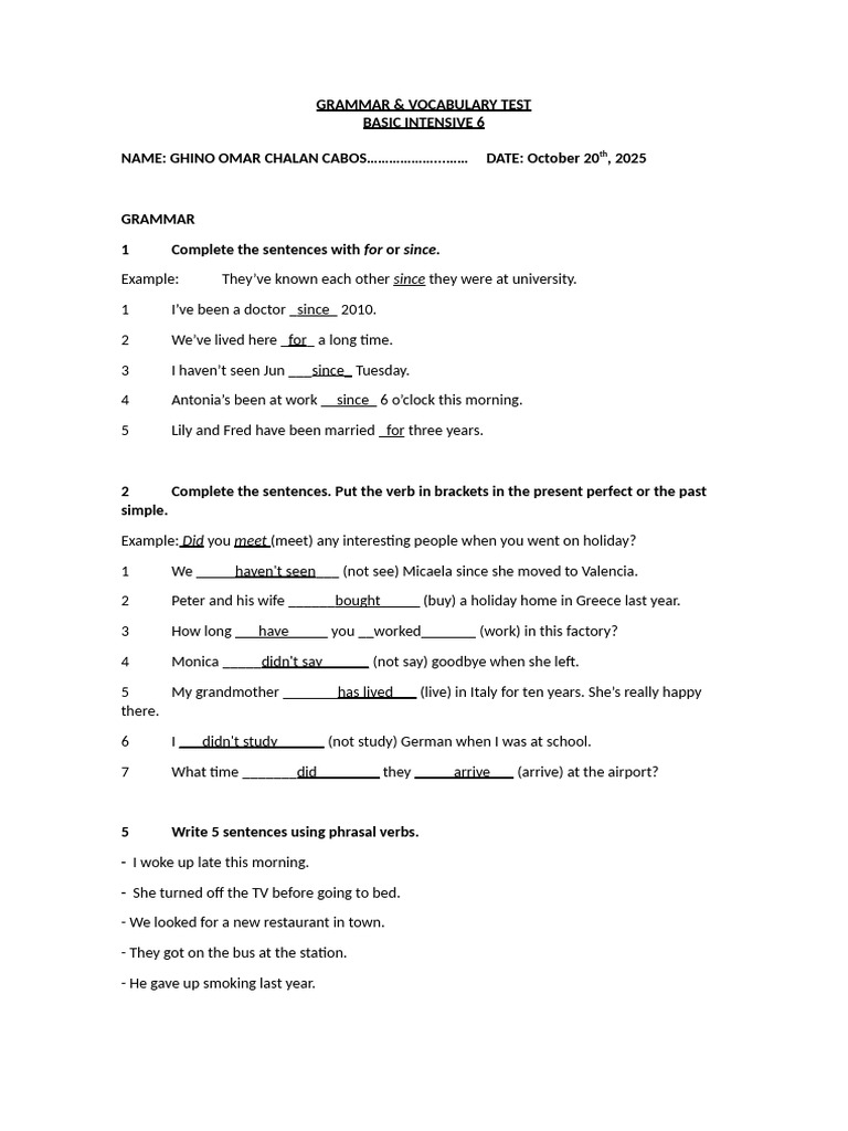 GRAMMAR Basic Int 6 Alternat | PDF