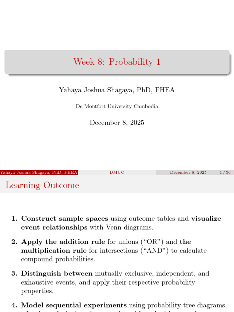 Integrated Maths Week 8 Lecture Notes | PDF | Probability | Probability ...