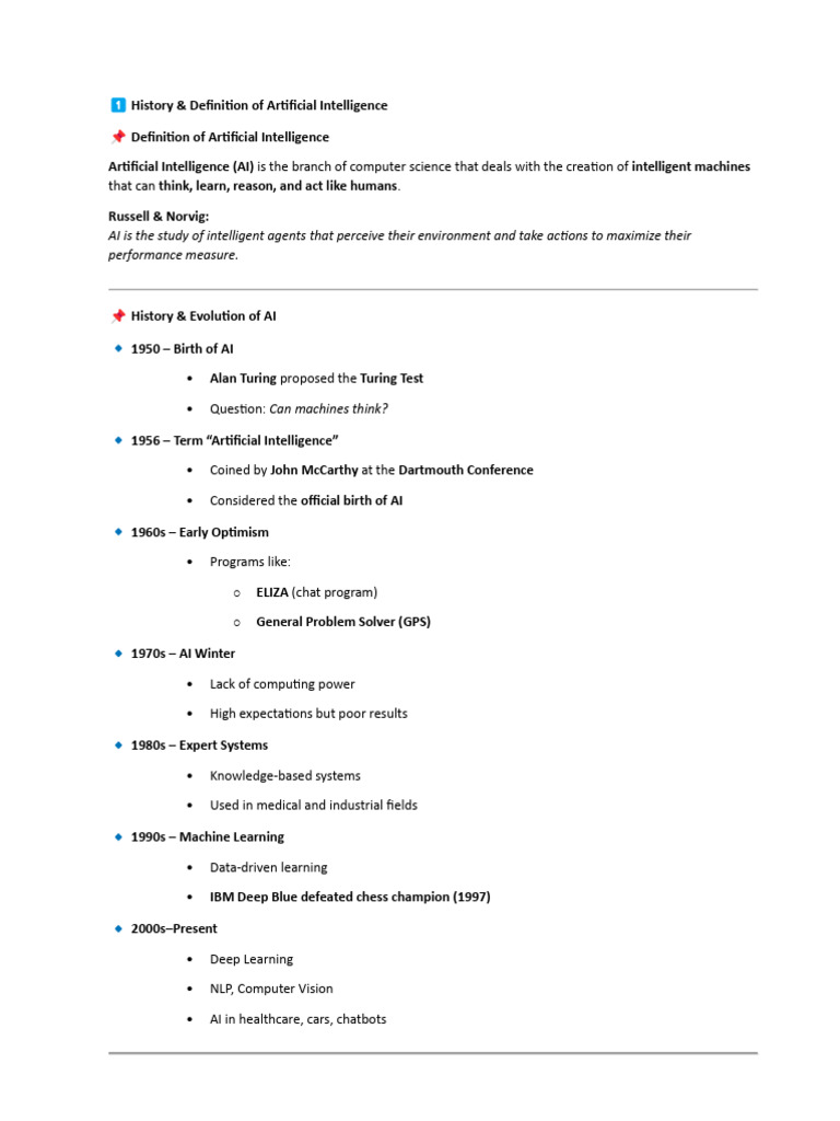AI Important Repeated Questions Notes | PDF | Artificial Intelligence ...