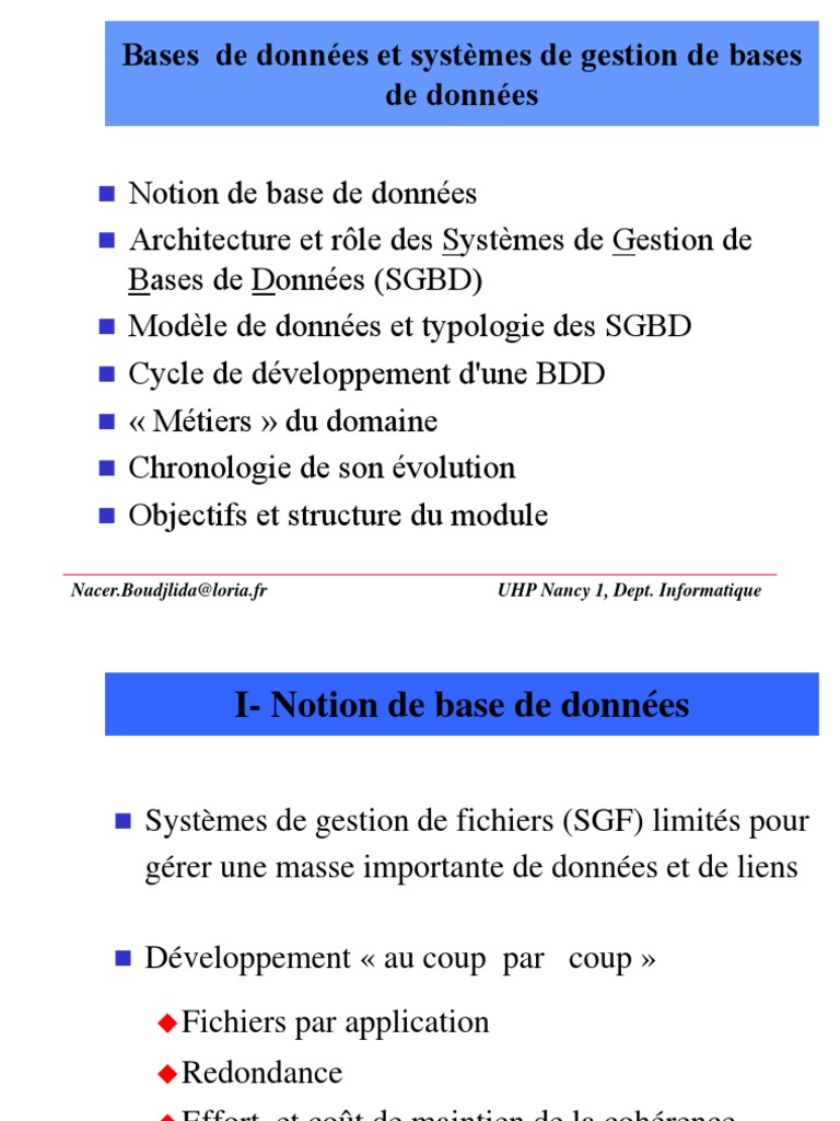 BDD Et SGBD | PDF | Bases de données | Base de données relationnelle