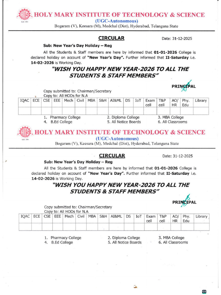 Holiday Circular | PDF