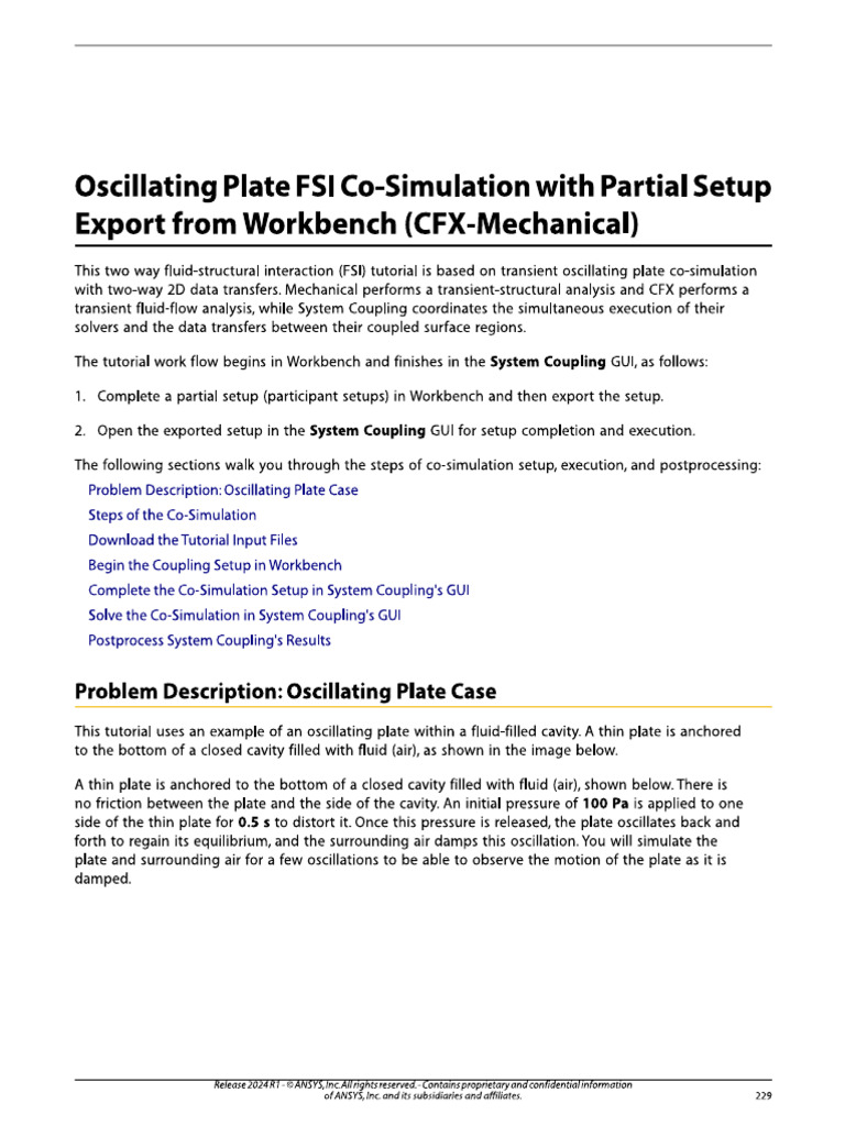 2way FSI Ansys System Coupling Tutorial Oscillatingplate | PDF