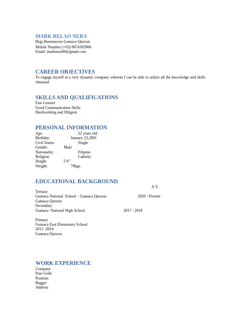 Resume Mark Nera? | PDF