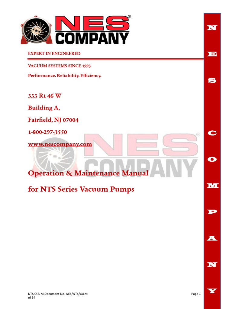 Operation and Maint Manual For NTS Vacuum - Chart - N904 - U2 | PDF ...