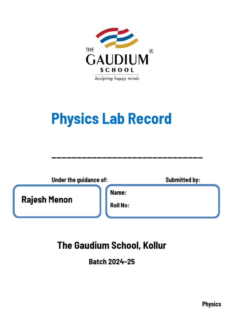 CBSE HS Physics-Lab Record | PDF