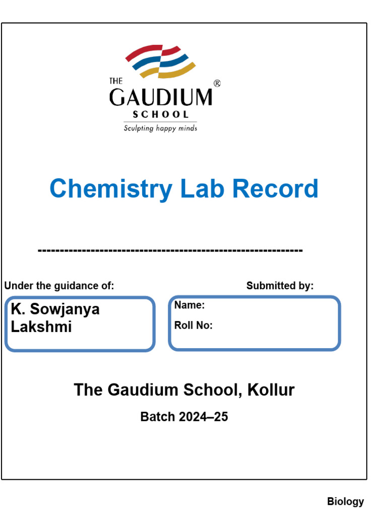 CBSE HS Chemistry-Lab Record - Grade XIIB | PDF
