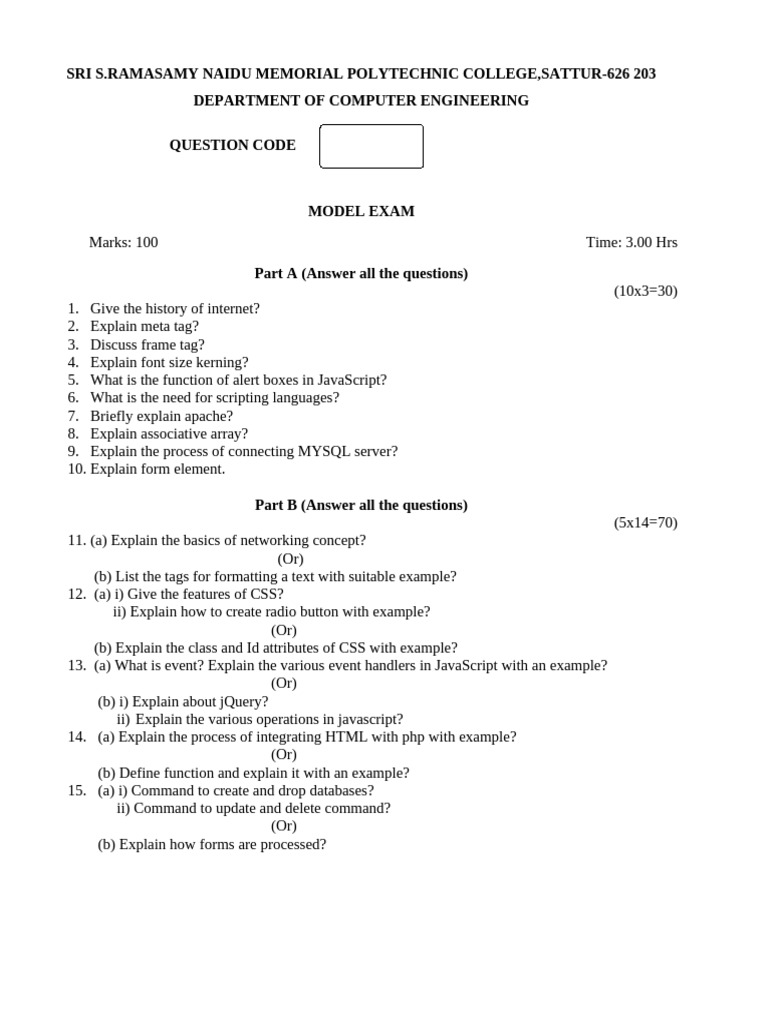 Web Model Questions | PDF