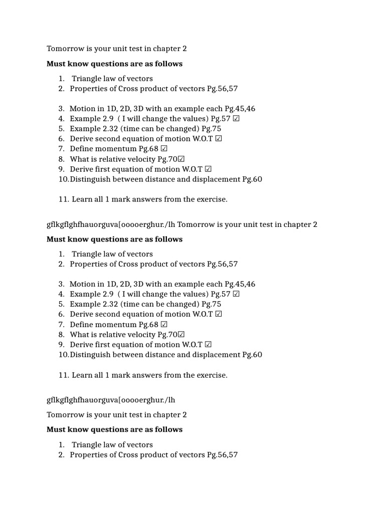 Physics Cycle Test Questions | PDF | Velocity | Equations Of Motion