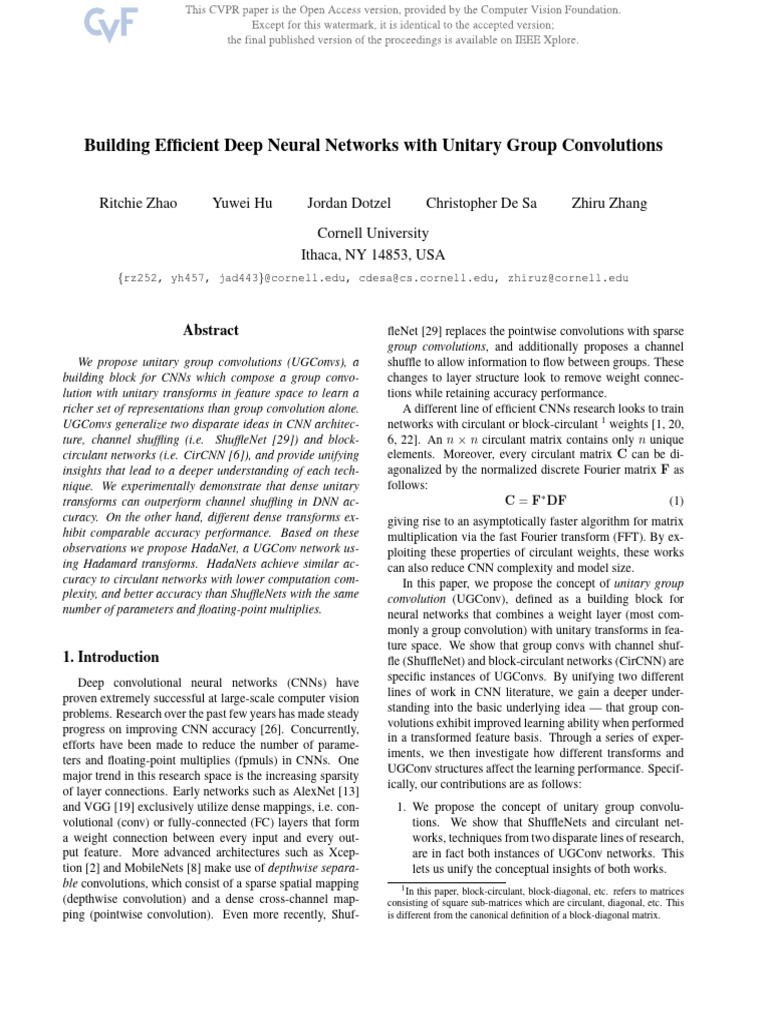 Zhao Building Efficient Deep Neural Networks With Unitary Group ...