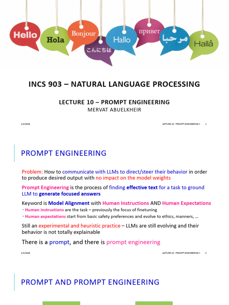 Lecture 10 - Prompt Engineering II | PDF | Learning | Human Communication