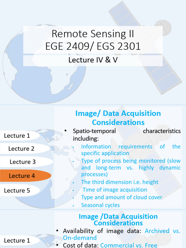 Remote Sensing II - EGE 2409 - EGS 2301 - Lecture - IV & V | PDF ...