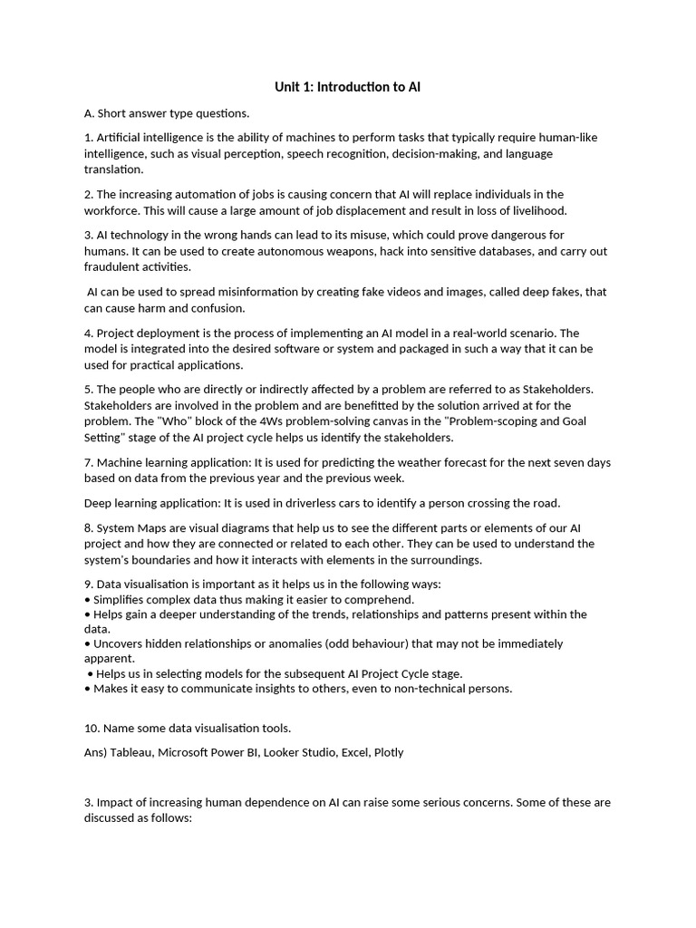Resource 20250711094444 Unit 1 - Introduction To Ai Class 9 | PDF ...