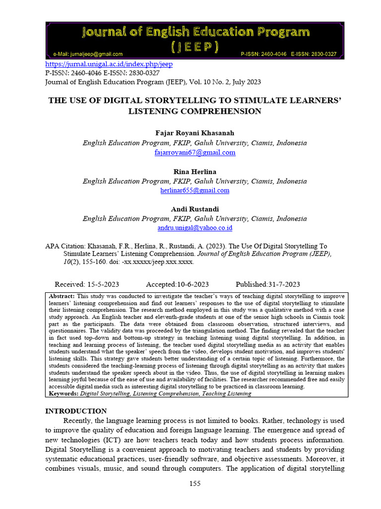 76 - The Use of Digital Storytelling To Stimulate Learn | PDF | Reading ...