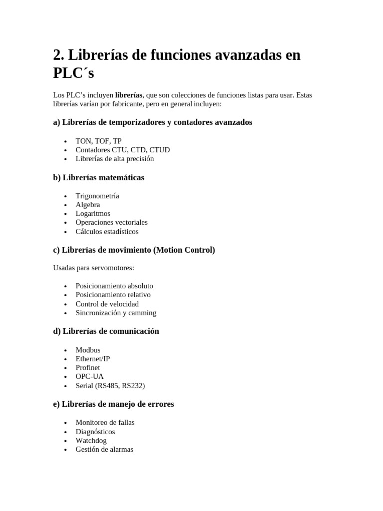 Librerias de Funciones Avanzadas en PLC | PDF