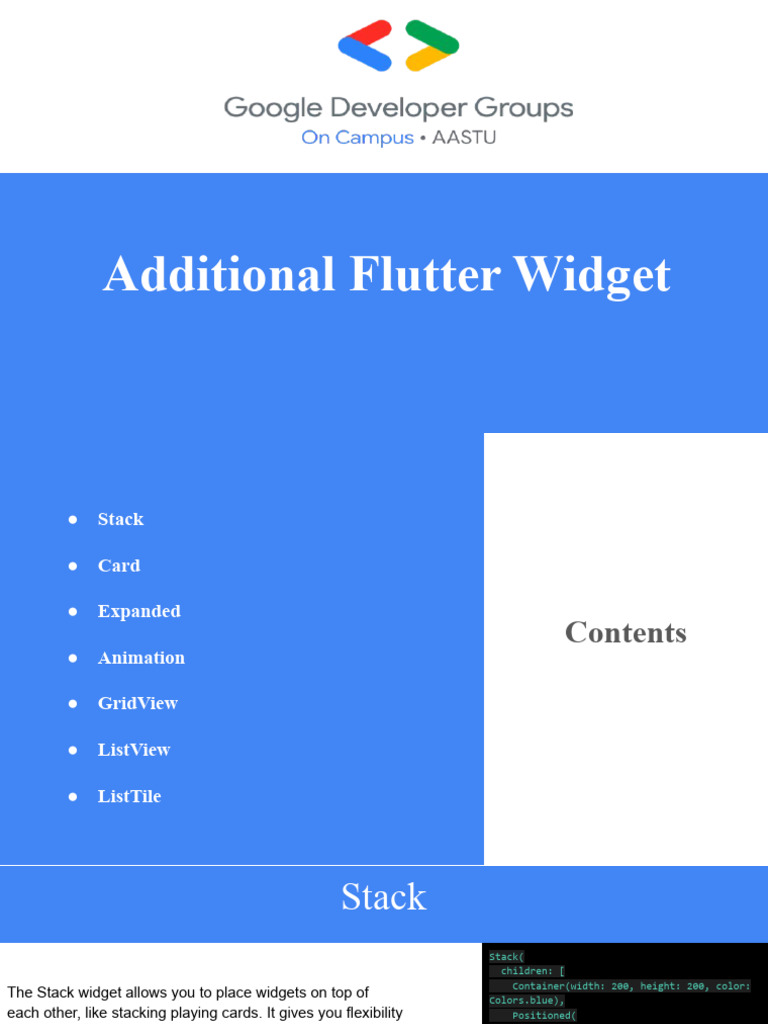 Additional Flutter Widgets | PDF