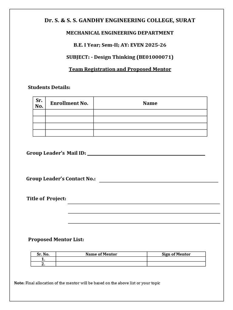 DT - Team Registration Sheet | PDF