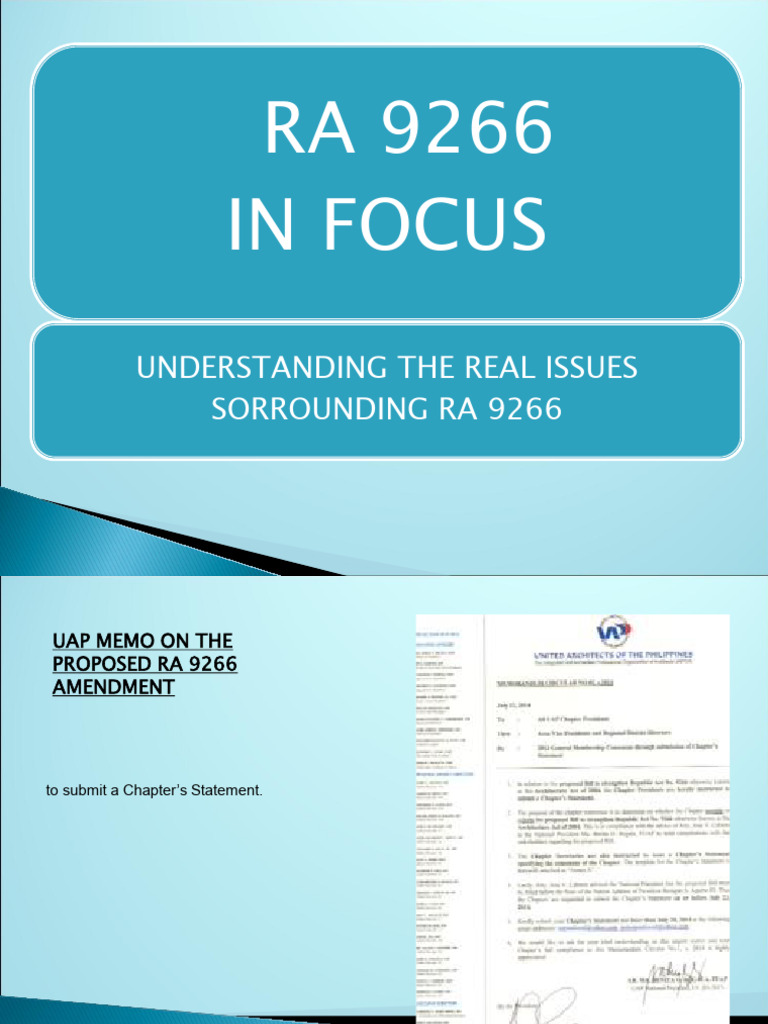2s RA9266 in FOCUS Proposed Amendments STUDENT'S | PDF | Architect