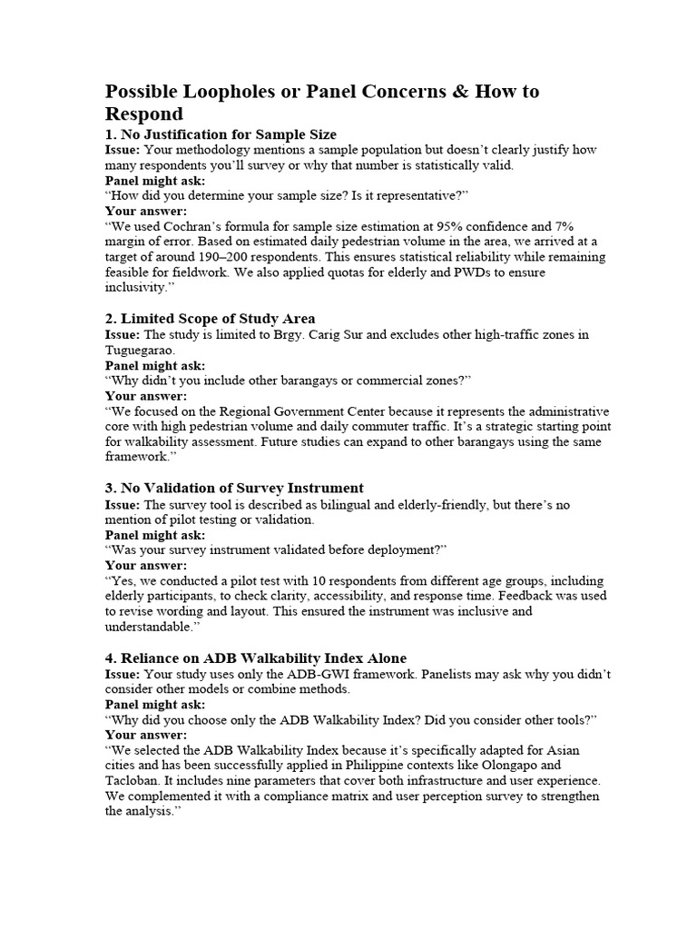 Possible Loopholes or Panel Concerns | PDF | Sampling (Statistics ...