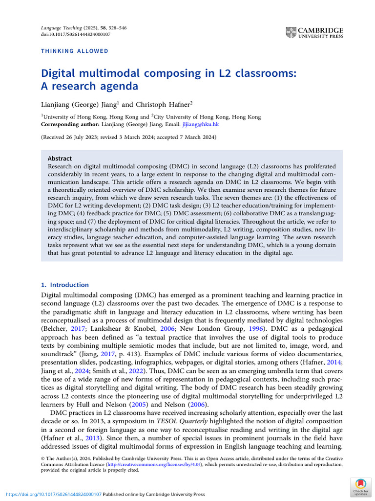Digital Multimodal Jiang | PDF | Second Language Acquisition | Second ...