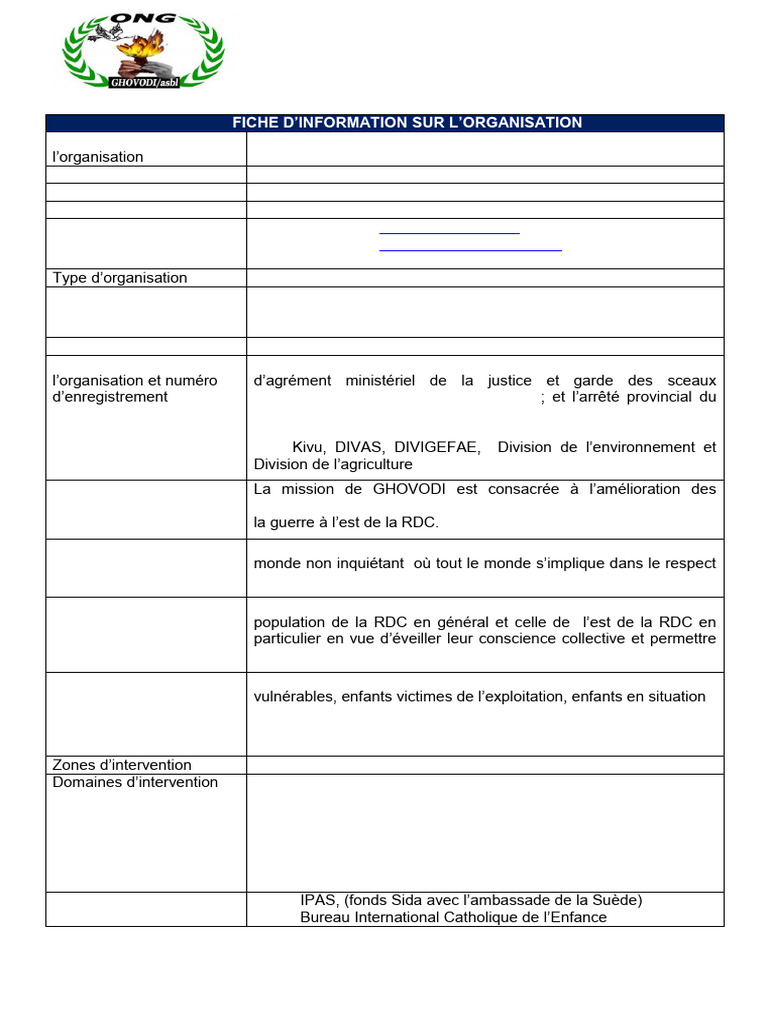 Presentation de Lorganisation Ghovodi | PDF | République démocratique ...