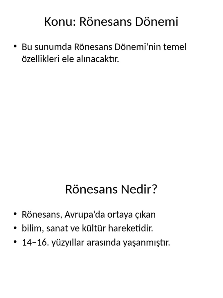 Ronesans Donemi Sunumu | PDF