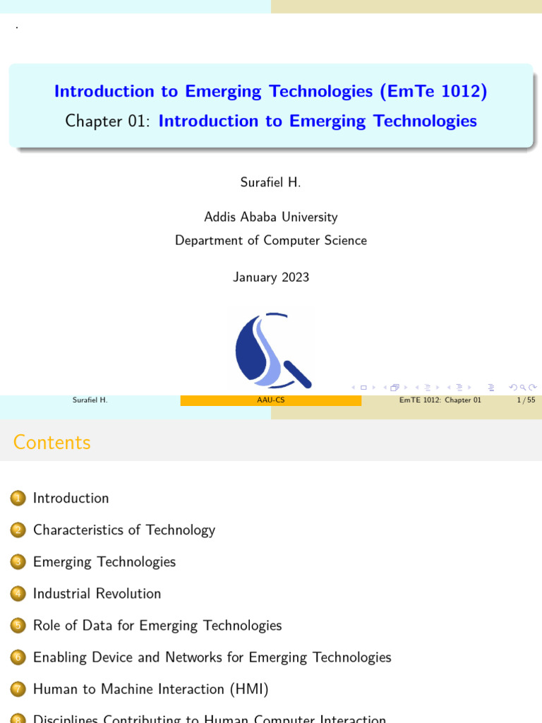 EMTE 1012 Chapter One Introduction To Emerging Technologies | PDF ...