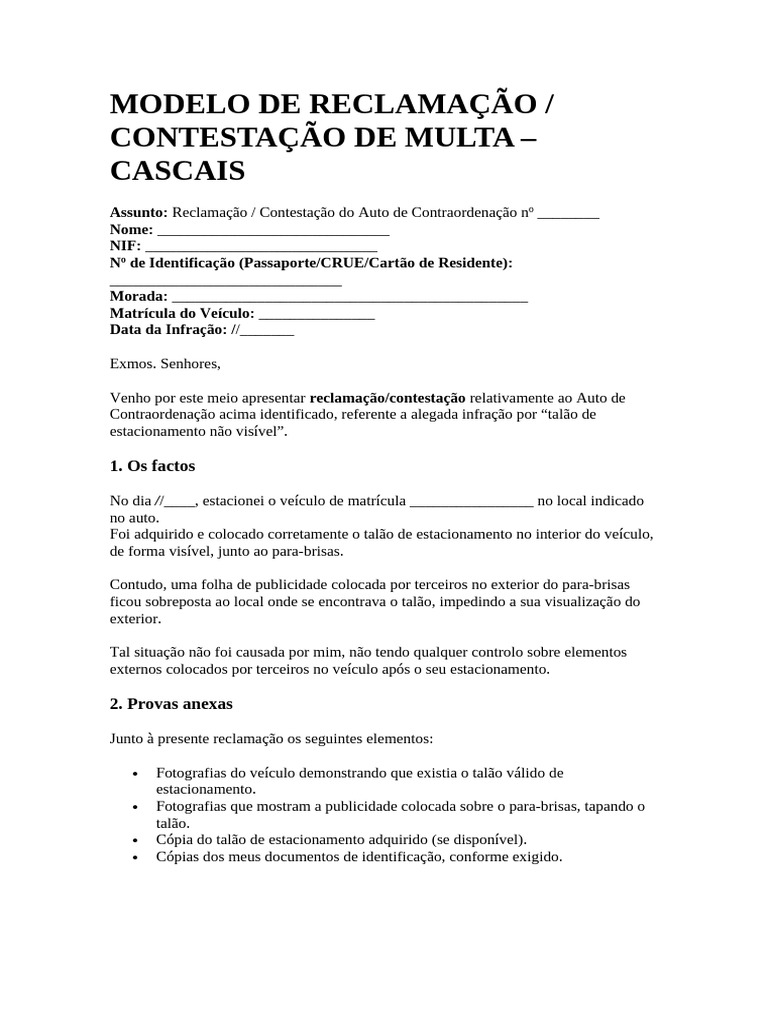 Modelo de Reclamação | PDF