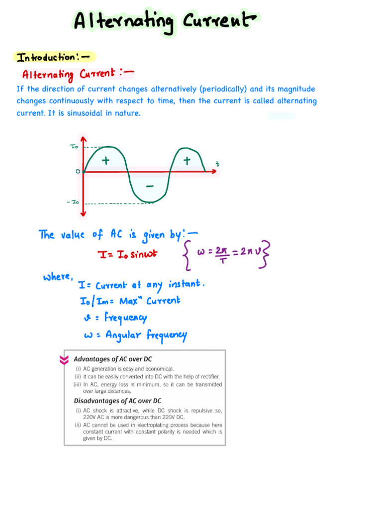 C-7 Alternating Current Class 12th Notes | PDF | Inductor | Transformer