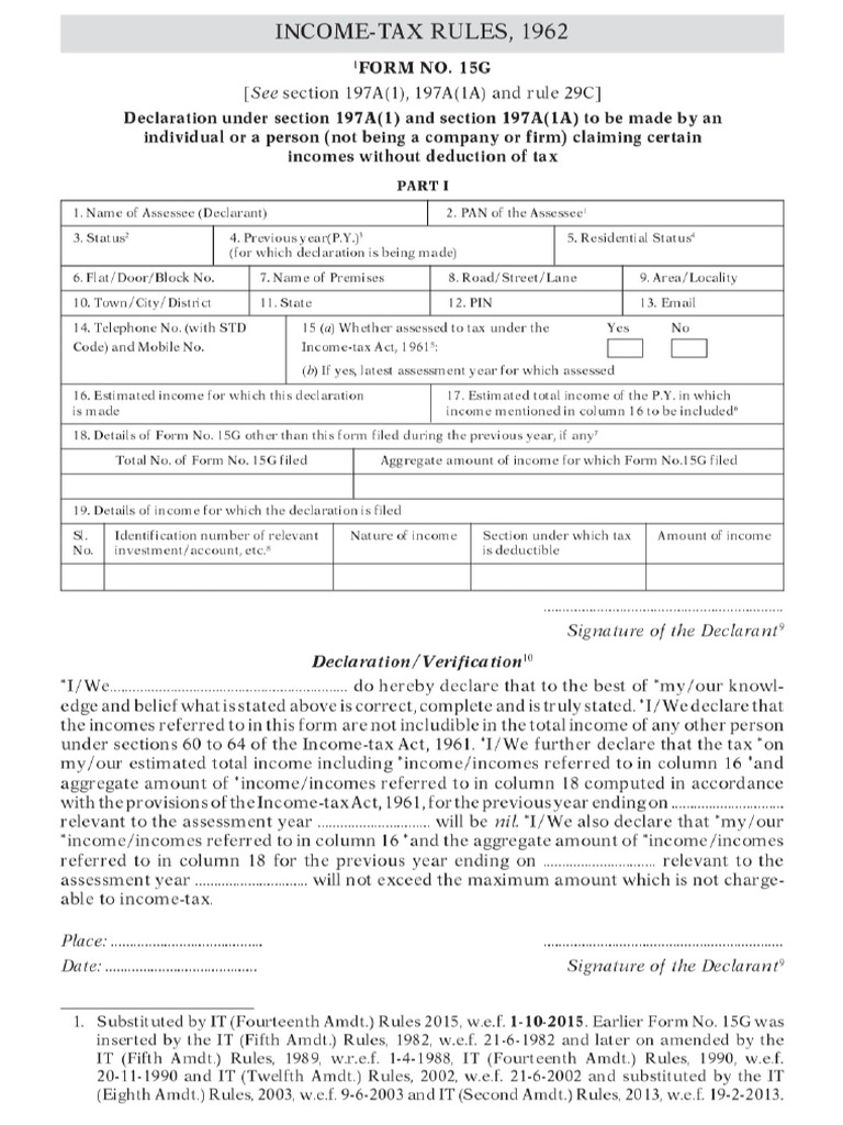 Form 15g | PDF