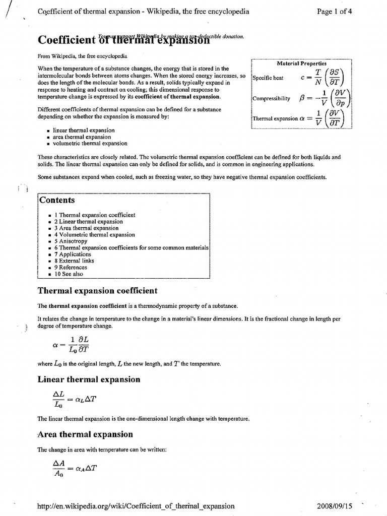Coefficient of Thermal Expansion | PDF