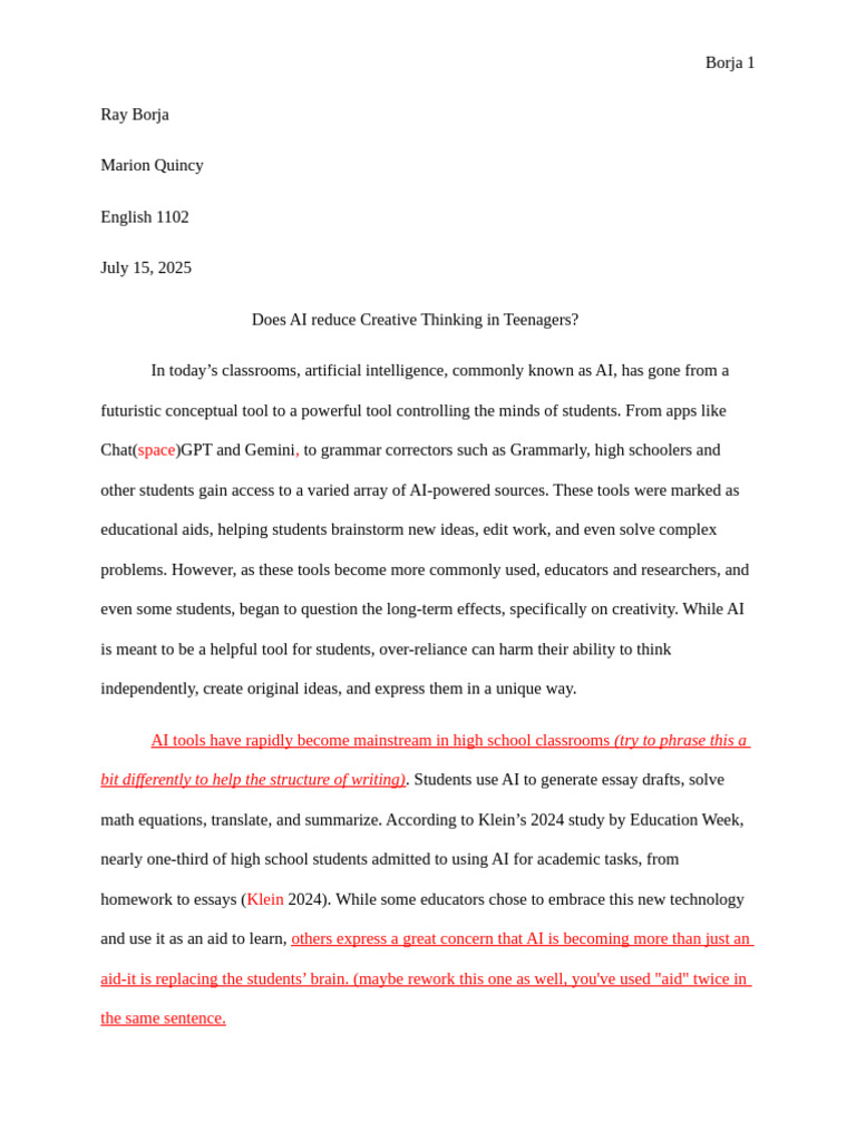 Ray Borja Rough Draft | PDF | Artificial Intelligence | Intelligence ...
