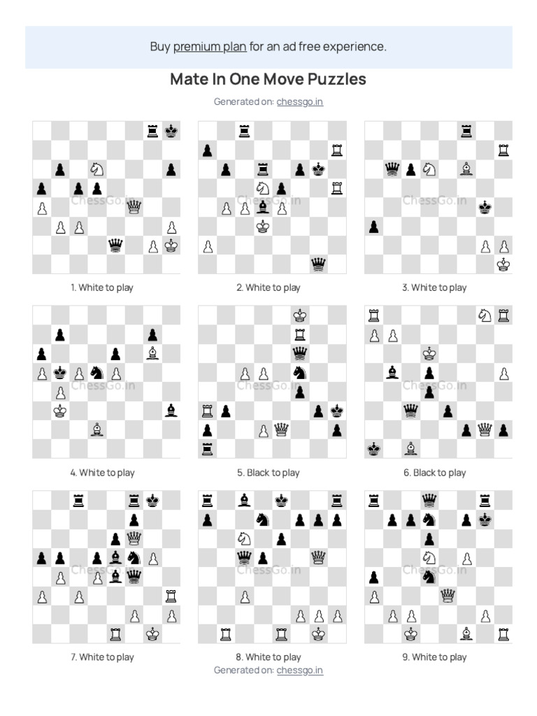 Mate in One Move Chess Puzzles - Hard Difficulty - ChessGo - in | PDF