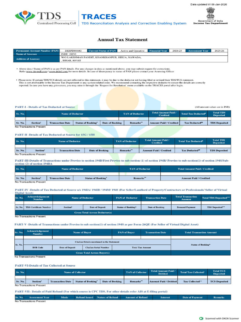Form 26as | PDF