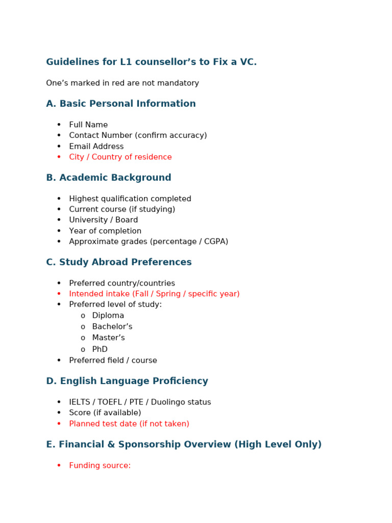 L1 Guidelines | PDF
