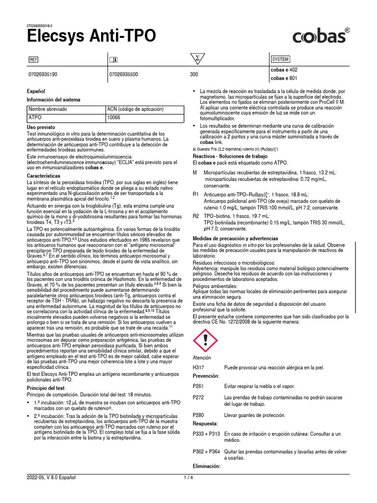 Inserto Anti TPO | PDF | Calibración | Laboratorios